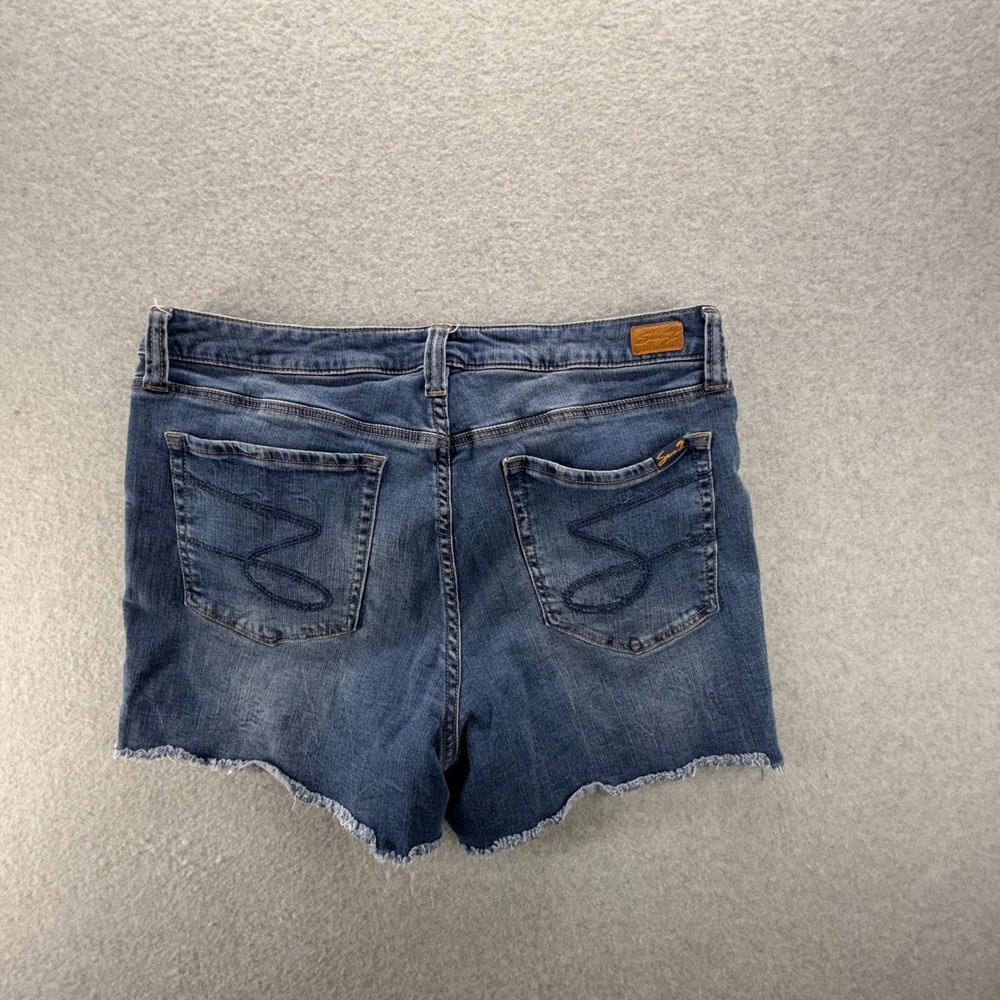 Seven7 Weekend Short Womens 16 Blue Denim Cutoff Raw Hem Stretch Jean Shorts - Picture 10 of 13